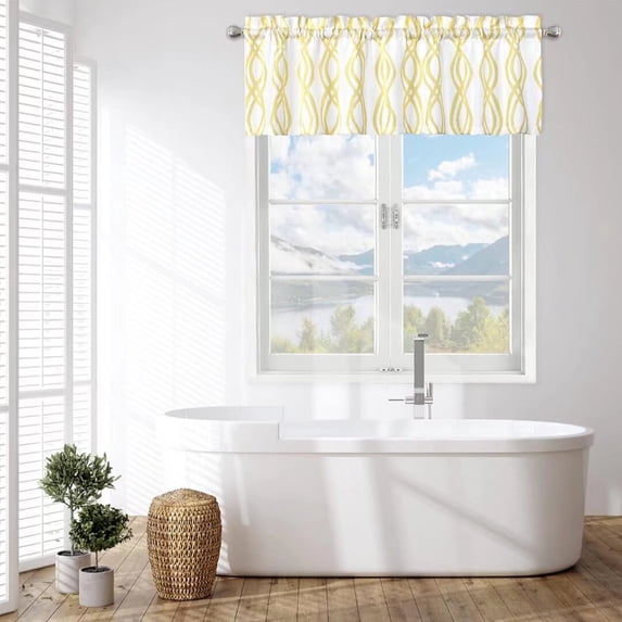 Haperlare Valance Curtains for Window Kitchen Curtain Valances Short Bathroom Curtains Small Window Tier Curtain Valance Cafe Curtain Valance, 52" x 15" Yellow