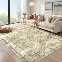 Haperlare Vintage Area Rugs Oriental Boho Rugs for Living Room Washable Soft Bathroom Rugs Beige Indoor Floor Carpet,8'x10'