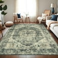 thumbnail image 1 of Haperlare Vintage Boho Area Rugs for Dining Room Washable Low Pile Rugs for Bathroom Stain-Resistant Soft Green Outside Carpet 4'x6', 1 of 7