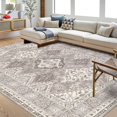 thumbnail image 1 of Haperlare Washable Area Rugs for Bedroom Non Slip Large Area Rugs for Living Room Oriental Boho Rug Distressed Chenille Carpet Stain Resistant Throw Rugs, 4' x 6' Pale Brown, 1 of 7