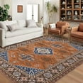 thumbnail image 1 of Haperlare Washable Area Rugs for Bedroom Non Slip Large Area Rugs for Living Room Oriental Boho Rug Distressed Chenille Carpet Stain Resistant Throw Rugs, 8' x 10' Orange, 1 of 7