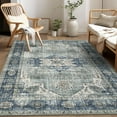 thumbnail image 1 of Haperlare Washable Area Rugs for Living Room,Low Pile Non Shedding Rugs for Family Room Nursery Boho Carpet,9'x12',Blue, 1 of 7