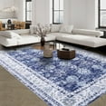 thumbnail image 1 of Haperlare Washable Boho Rugs Bohemian Rugs Floral Distressed Area Rug Bedroom Large Rug Living Room Dining Room Oriental Carpet, 9' x 12' Navy Blue, 1 of 7