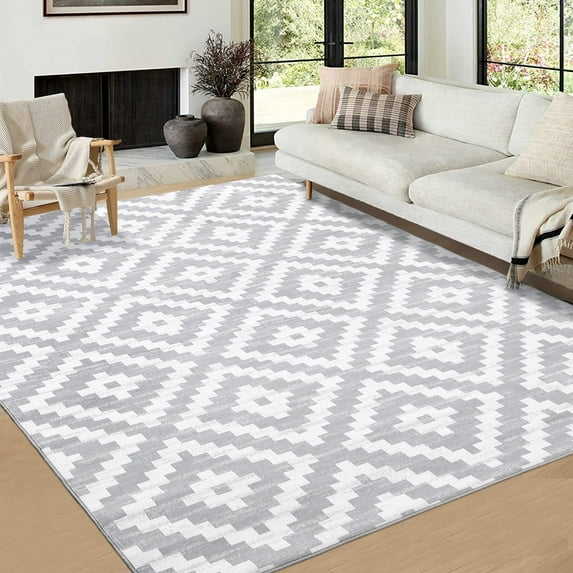 Haperlare Washable Geometric Modern Area Rugs Grey Washable Ultra-Thin Rugs for Bathroom Home Office 5'x7' Rugs