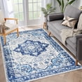 thumbnail image 1 of Haperlare Washable Rug 6 x 9 Ultra-Soft Area Rugs for Living Room Vintage Medallion Area Rug Low Pile Vintage Bedroom Rug, Blue, 1 of 5
