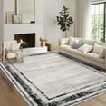 thumbnail image 1 of Haperlare Washable Rug Modern Border Rug, 9'x12' Large Living Room Rug Accent Carpet with Non-Slip Backing, Low Pile Stain-Resistant Indoor Rugs for Bedroom Home Decor, Gray, 1 of 9