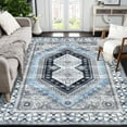 thumbnail image 1 of Haperlare Washable Rug for Living Room Boho Tribal Bedroom Rug Vintage Oriental Area Rug Non Slip Throw Rugs Soft Low Pile Carpet, 8' x 10' Blue, 1 of 6