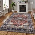 thumbnail image 1 of Haperlare Washable Rugs for Living Room Boho Bedroom Rug Vintage Oriental Area Rug Non Slip Throw Rugs Medallion Soft Low Pile Stain Resistant Carpet, 8' x 10' Red, 1 of 7