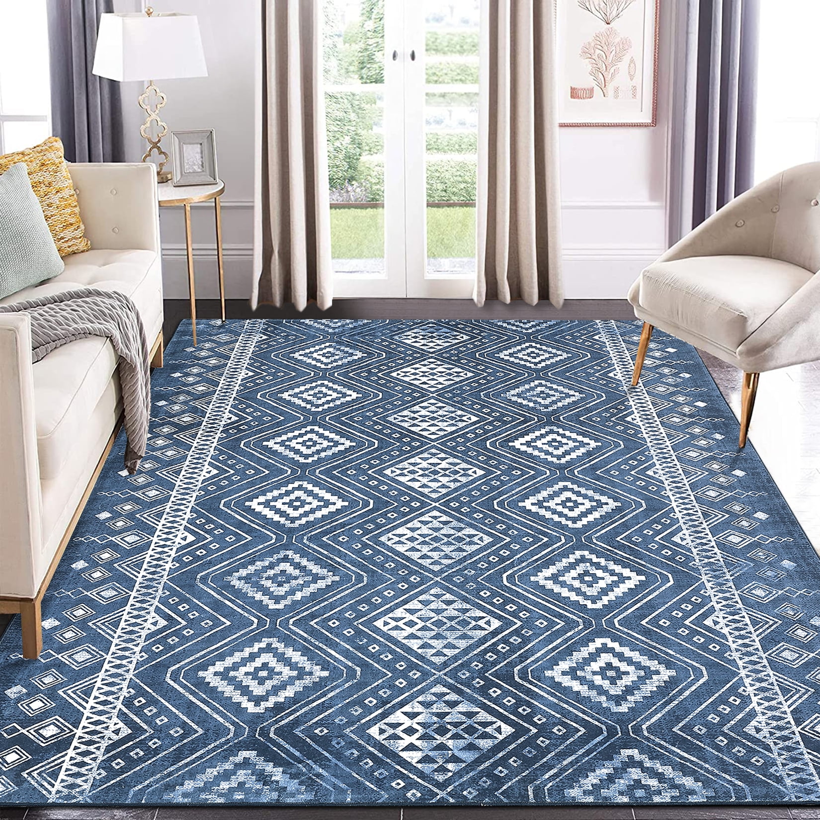Haperlare Washable Rugs Rug for Living Room Boho Throw Rugs with Rubber
