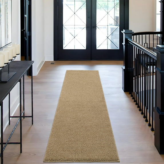 Haperlare Washable Textured Runner Rugs for Hallway Modern Low Pile Entryway Rugs for Laundry,Neutral Brown Indoor Floor Runner Rug,2'x6'