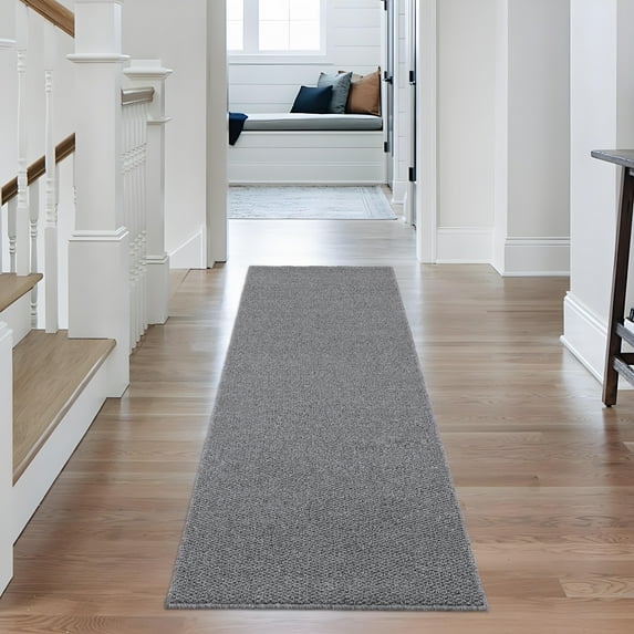 Haperlare Washable Textured Runner Rugs for Hallway Modern Low Pile Entryway Rugs for Laundry,Neutral Grey Indoor Floor Runner Rug,2'x6'