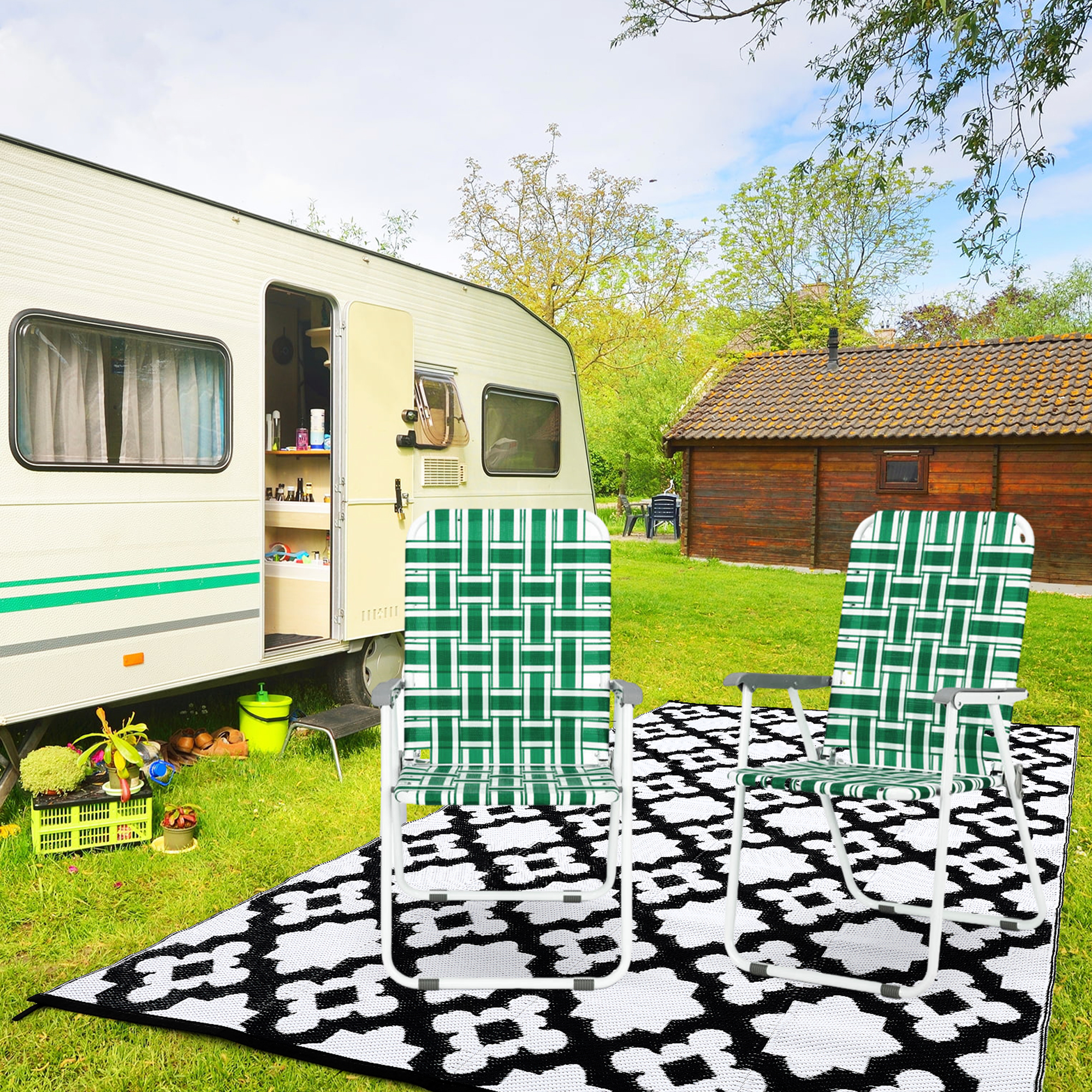 Haperlare Waterproof Outdoor Rug for Patio Reversible Outdoor Plastic Straw Rug for Camping