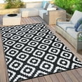 thumbnail image 1 of Haperlare White Black Moroccan Outdoor Area Rug 9x12 ft Waterproof Reversible Plastic Mat for Camping RV Picnic, 1 of 7