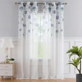 thumbnail image 1 of Haperlare White Sheer Curtains 40"Wx95"L Voile Textured Watercolor Floral Pattern Sheer Bedroom Curtains for Living Room, Navy Blue, Set of 2, 1 of 6