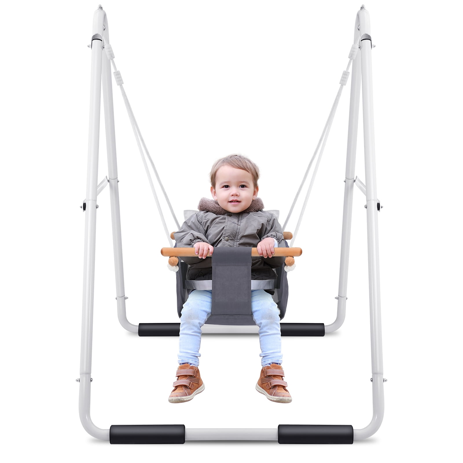 Hapfan Foldable Heavy Duty Stand Tooders Indoor Outdoor White Swing Sets