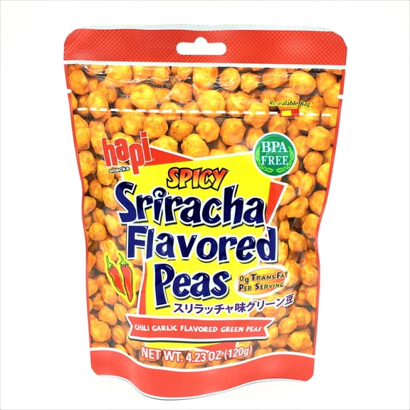 Hapi Chili Garlic GreenPeas-Spicy Sriracha Flavored , 0g Trans Fat 120g