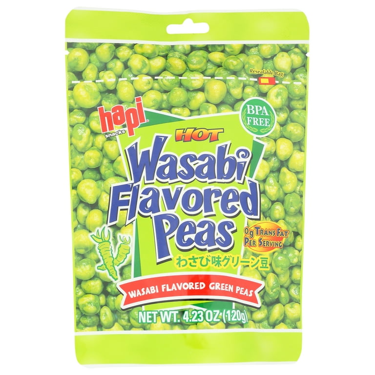 Hapi Snacks Hot Wasabi Peas, Flavored Crisp in Resealable Bag