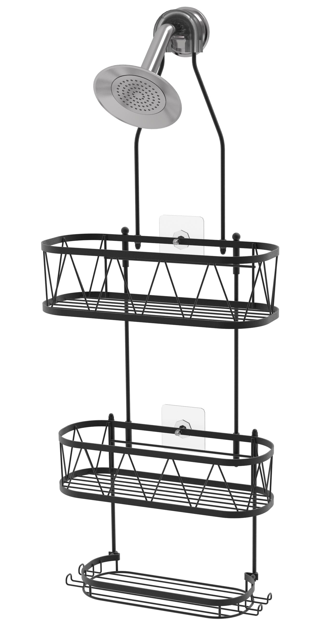LEFEE Shower Caddy over Shower Head, Rustproof & Waterproof Home Decor with Soap Holder & 4 Hooks, No Drilling Hanging Shower Organizer for Bathroom - Black