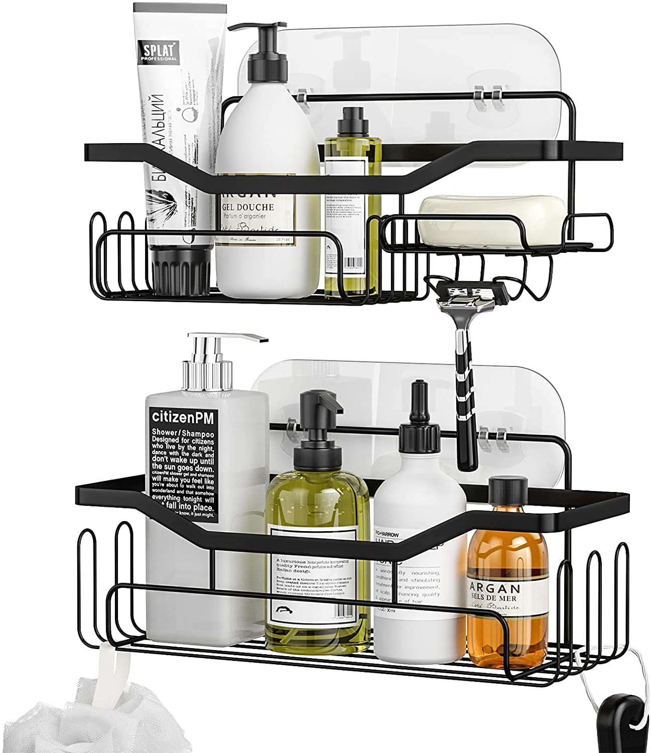 Dyiom Shower Caddy Shelf with 11 Hooks, Shower Rack for Hanging