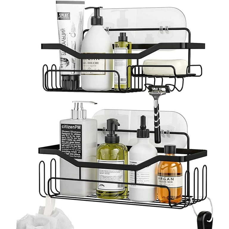 HBlife Self Adhesive Shower Shelves 2 Pack Shower Caddy with 4 Hooks and  Soap