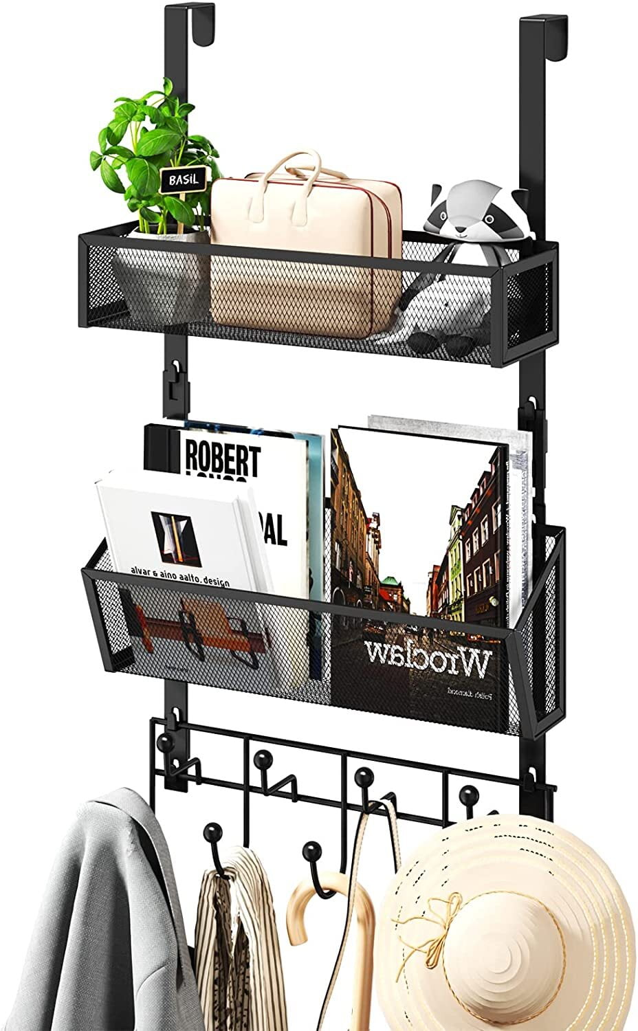 Over The Door Storage HapiRm Over The Door Organizer - Hanging Door Organizer With 4 Metal Pantry Shelves Wall Mounted