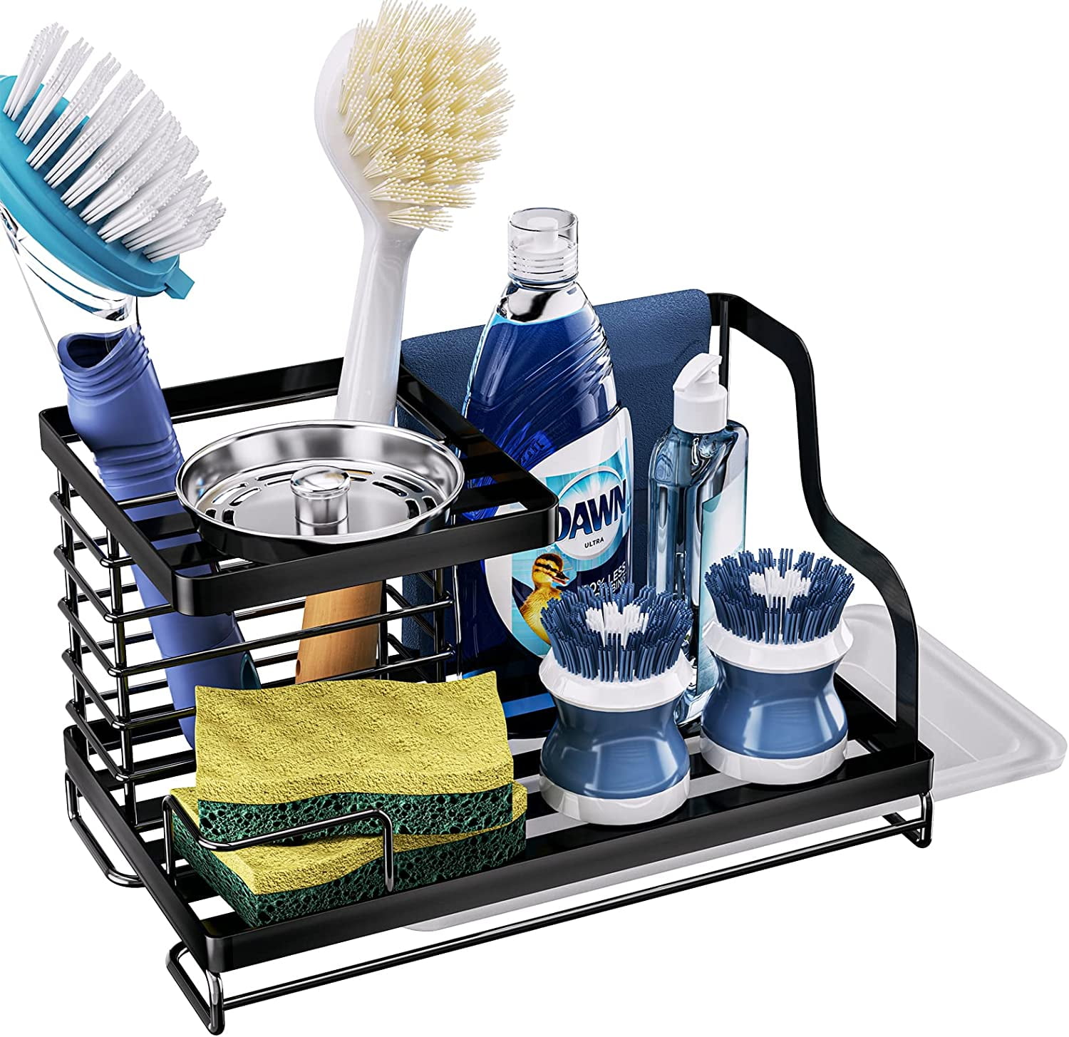 Easyinsmile kitchen sink caddy sponge holder scratcher holder cleaning brush  holder sink organizer(grey)