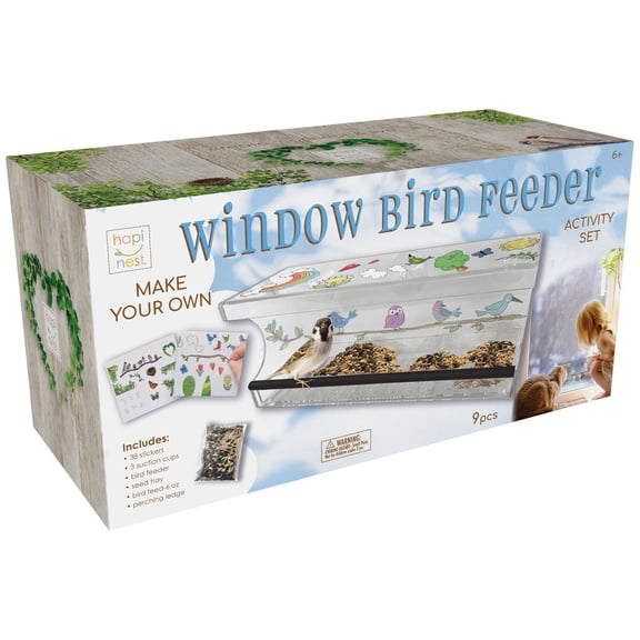Hapinest Decorate Your Own Window Bird Feeder Kit - Gifts for Girls and Boys Ages 6 7 8 9 10 Years Old and Up