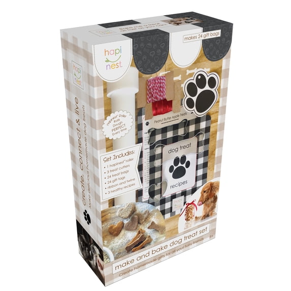 Hapinest Make Your Own Homemade Dog Treats Kit - Dog Bone Cookie Cutters, 24 Gift Bags and Tags, Dog Biscuit Roller, and 3 All Natural Dog Treat Recipes