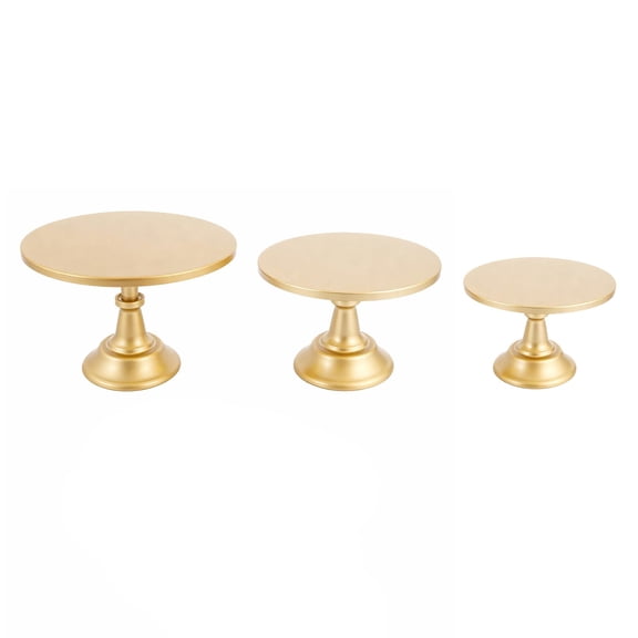 Haploon 3 Pcs Metal Gold Cake Stands Set, 8/10/12 Inch Cake Display Pedestal, Metal Round Cake Holder for Dessert Cupcake, Pillar Style Dessert Stand for Wedding Celebration Party Birthday Y101
