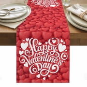 Happ Valentines Day Table Runner - 36 Inch Long, Kitchen Dining Table Runner Dresser Scarves, Red Love Hearts Romantic Farmhouse Decor for Coffee Tables Wedding Party Banquet