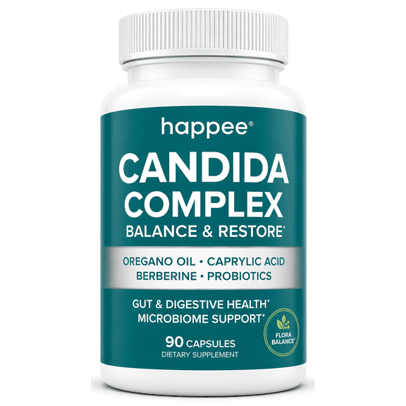 Happee Candida Cleanse Detox Supplement, Gut & Digestive Support, Women & Men, 90 Caps