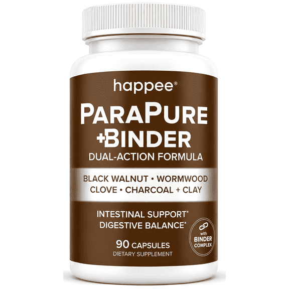 Happee Parasite Cleanse with Binder Supplement, Intestinal Support, 90 Capsules