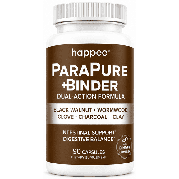 Happee Parasite Cleanse with Binder Supplement, Intestinal Support, 90 Capsules