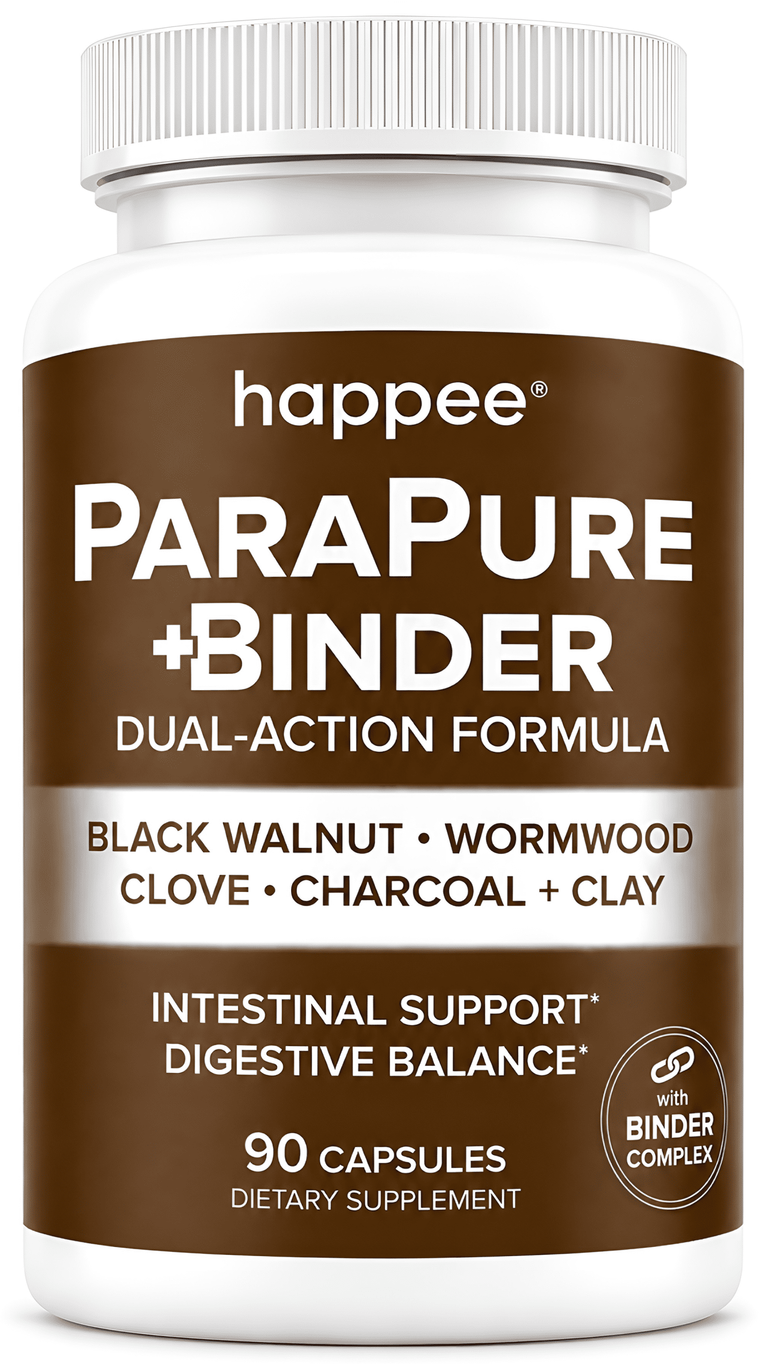 Happee Parasite Cleanse with Binder - Black Walnut & Charcoal for Digestive Support - 90 Capsules