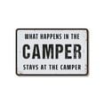 thumbnail image 1 of What Happens In The Camper Stays In The Camper 10 Inch x 14 Inch Plastic Sign Campfire Code Enforced Durable Weatherproof Perfect for RVs Campers Cabins Fun Gift for Campers Glampers, 1 of 6