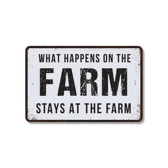 What Happens On The Farm Stays On The Farm 11 Inch x 17 Inch Novelty Plastic Sign Work Hard Laugh Harder Durable Weatherproof Perfect for Barns Sheds Fields Fun Gift for Farmers