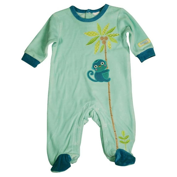 Happi by Dena Baby Boys Newborn One Piece Long Sleeve Footed Coverall 34839-3-6Months (TURQUOISE VELOUR)
