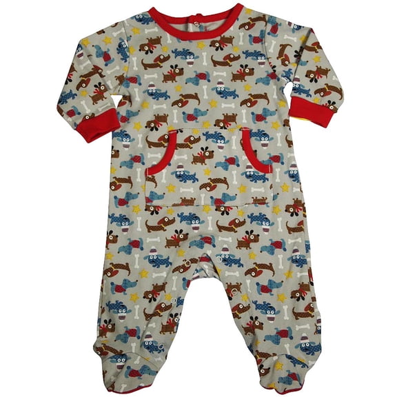 Happi by Dena Baby Boys Newborn One Piece Long Sleeve Footed Coverall 34841-6-9Months (GREY COTTON)