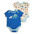 thumbnail image 1 of Happi by Dena Baby Boys Newborn Short Sleeve Bodysuit 2 Piece Set 34822-6-9Months (WHITE-BLUE), 1 of 6