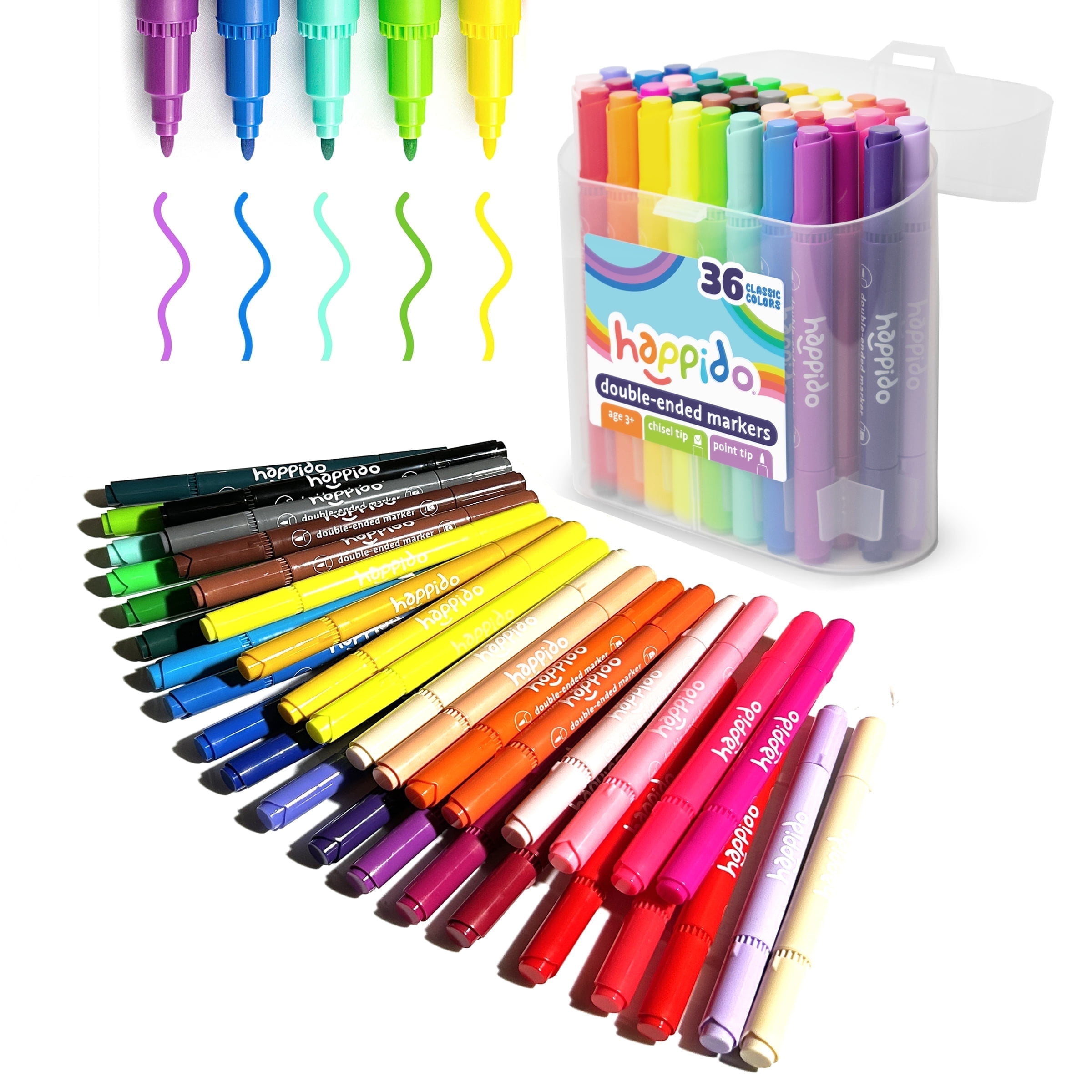 [美品] Marker Xコンプ18 Happido Double Ended Markers with Chisel Tip and Fine Point, 36