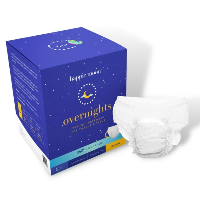 Happie Moon Overnight Period Panties For Tweens and Teens 5 Count