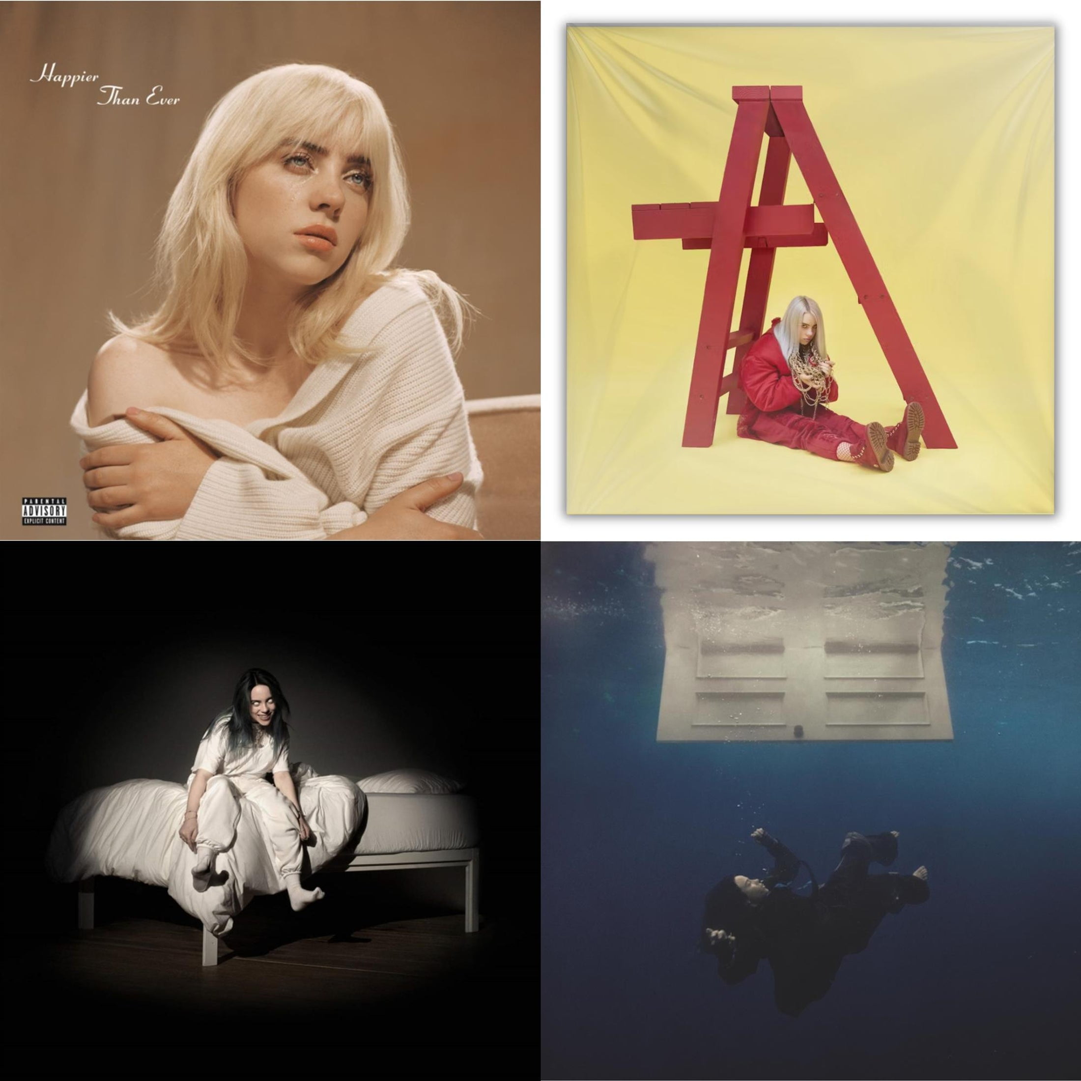 Happier Than Ever (X) (2LP) & Billie Eilish - Dont Smile At Me (Black LP Vinyl) & When We All Fall Asleep, Where Do We Go? (Pale Yellow LP Vinyl) & Hit Me Hard & Soft (Recycled Black LP Vinyl)