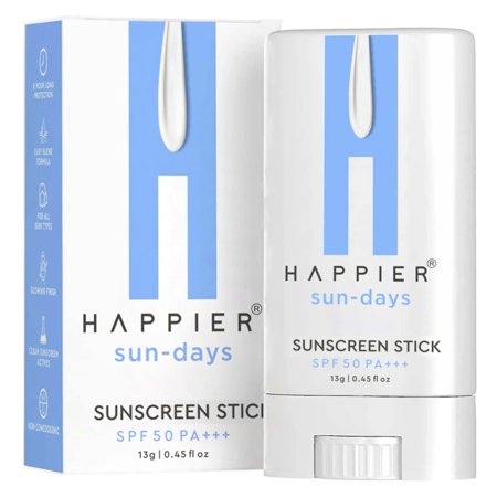 Happier Sunscreen Stick SPF 50 PA+++ | Sunscreen For Men & Women | Lightweight, Quick Absorbing, Non-Greasy, Fast Absorbing, No White Cast Sunscreen | Non-Stick