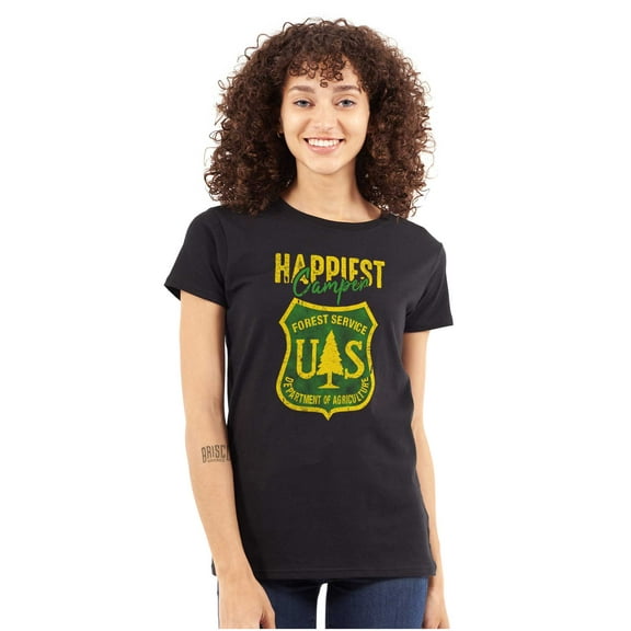 Happiest Camper US National Forest Women's T Shirt Ladies Tee Brisco Brands S