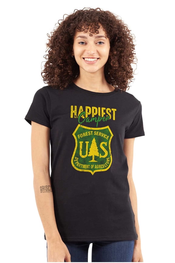 Happiest Camper US National Forest Women's T Shirt Ladies Tee Brisco Brands S