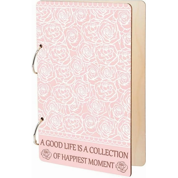 Happiest Moment Greeting Card Holder Organizer Wooden Card Keeper Binder Planning Book Rose Flowers Birthday Cards Keeper Cover Graduation Wedding Planner Journal Keepsake Gift Mixed Color
