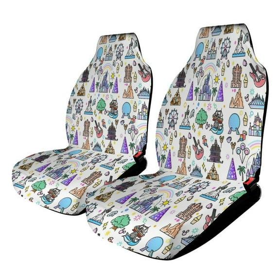 Happiest Place on Earth Collection Car Seat Covers Front Seats Universal Fit for Cars SUV Truck Auto Interior Accessories