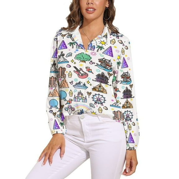 Happiest Place on Earth Collection Long Sleeve Blouse Woman Streetwear Casual Shirts Summer Oversize Woman Streetwear Clothing Birthday Present