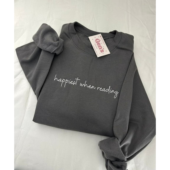 Happiest Reading Embroidered Crewneck