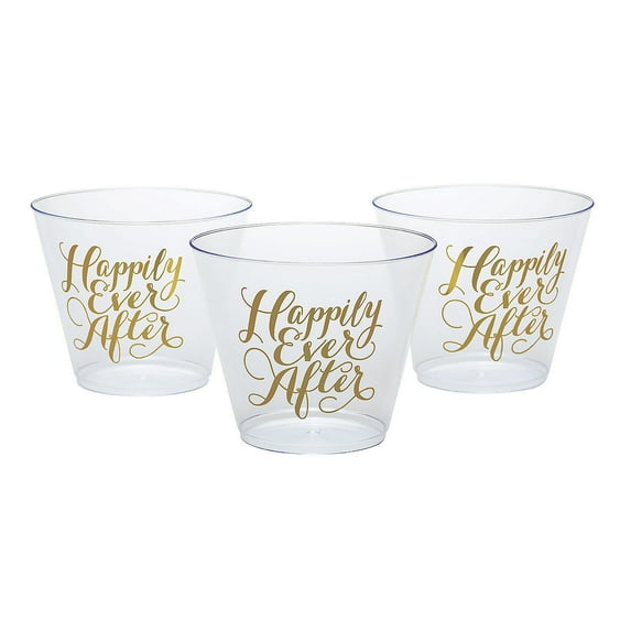 Happily Ever After Clear Plastic Tumblers, Party Supplies, Wedding, 50 Pieces